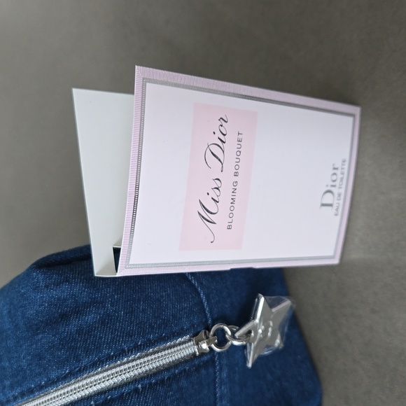 New never used DIOR denim bag pouch Dior denim Star charm & Miss Dior - Picture 6 of 8